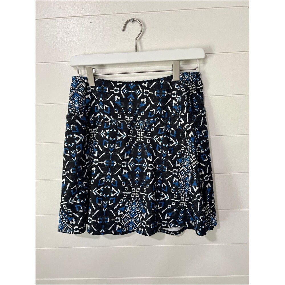 CALIA by Carrie Underwood Black, Blue & White Geometric Skater Skirt